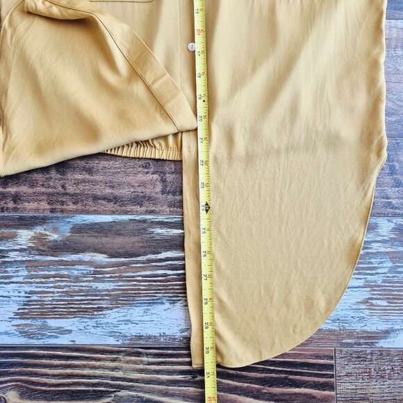 Theory Silk Blend Chiffon Tie-Front Button-Up Shirt Pocket Long Sleeve Yellow - Picture 13 of 13